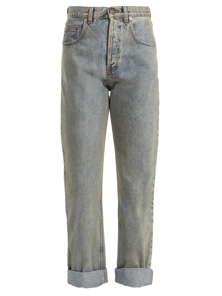 Gucci Tiger Head-embroidered Straight-leg Jeans