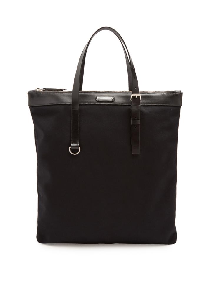 Saint Laurent Leather-trimmed Slim Canvas Tote