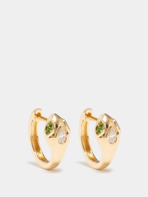 Anita Ko - Snake Coil Diamond, Emerald & 18kt Gold Earrings - Womens - Green Multi