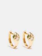 Anita Ko - Snake Coil Diamond, Emerald & 18kt Gold Earrings - Womens - Green Multi