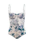 Ladies Beachwear Zimmermann - Cassia Underwired Floral-print Swimsuit - Womens - Blue Print