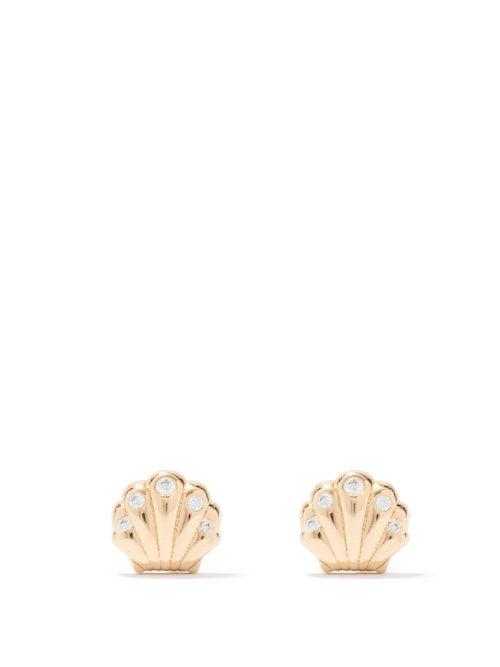 Brent Neale - Shell Diamond & 18kt Gold Earrings - Womens - Yellow Gold