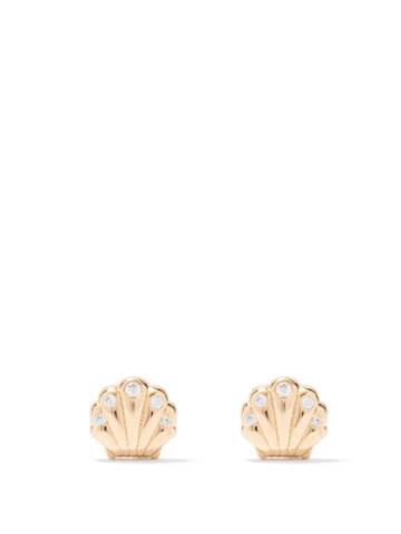 Brent Neale - Shell Diamond & 18kt Gold Earrings - Womens - Yellow Gold