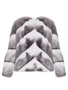 Lilly E Violetta Sarah Chevron Collarless Mink-fur Jacket
