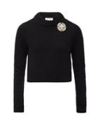 Matchesfashion.com Alexander Mcqueen - Faux Pearl-brooch Cashmere Sweater - Womens - Black