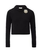 Matchesfashion.com Alexander Mcqueen - Faux Pearl-brooch Cashmere Sweater - Womens - Black