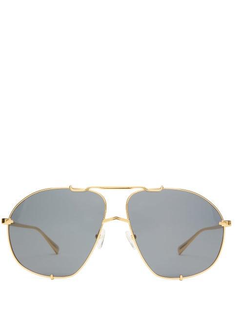 Matchesfashion.com Linda Farrow X Attico - Telma Stainless-steel Aviator Sunglassses - Womens - Black