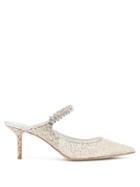 Jimmy Choo - Crystal-embellished Glittered Tulle Pumps - Womens - Silver