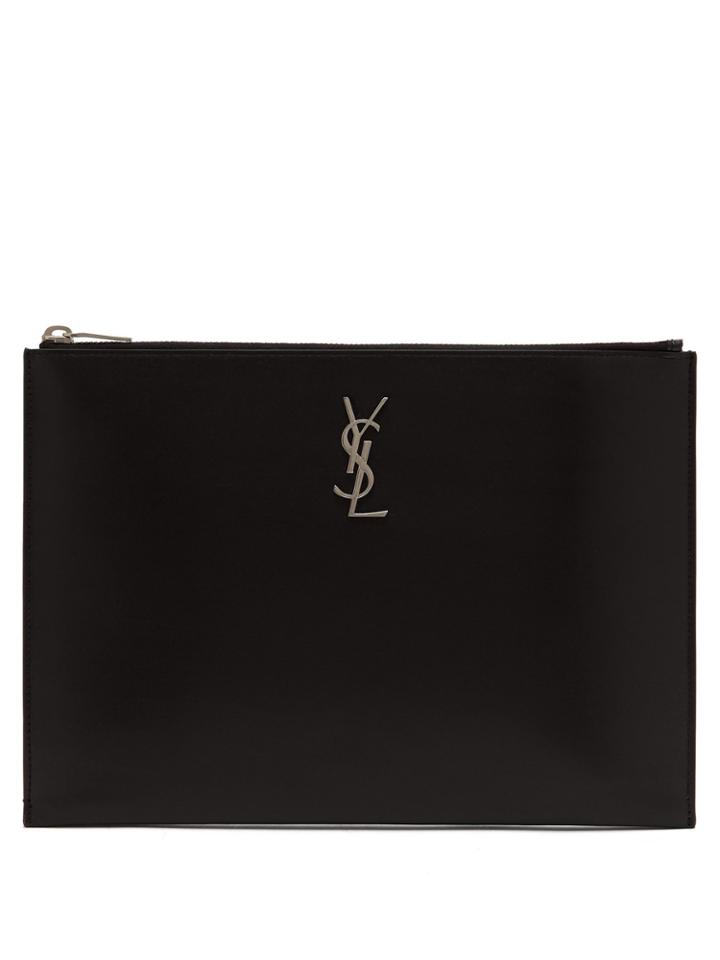 Saint Laurent Monogram Smooth-leather Pouch
