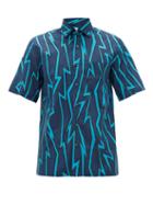 Matchesfashion.com Cobra S.c. - Lightning-print Cotton Shirt - Mens - Blue