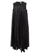 Matchesfashion.com Noir Kei Ninomiya - Pliss Houndstooth Panelled Wool Gabardine Dress - Womens - Black