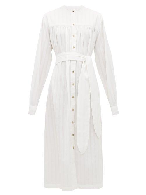 Matchesfashion.com Mara Hoffman - Priscilla Belted Organic Cotton Shirtdress - Womens - White