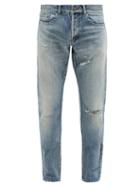 Matchesfashion.com Saint Laurent - Slim-leg Distressed Denim Jeans - Mens - Light Blue