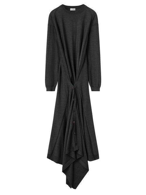 Lemaire - Button-front Sweater Dress - Womens - Dark Grey