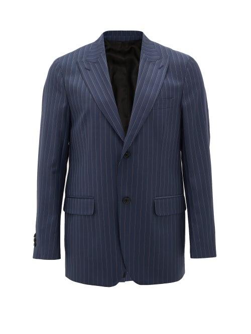 Matchesfashion.com Cobra S.c. - Single-breasted Pinstriped Wool Blazer - Mens - Navy