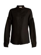 Saint Laurent Point-collar Gathered-sleeve Shirt