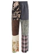 Marine Serre - Patchwork Upcycled Silk-satin Trousers - Mens - Multi