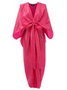 Common Hours - Fan V-neck Poplin Dress - Womens - Dark Pink