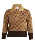 Gucci Contrast-collar Gg-jacquard Wool Sweater