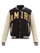 Matchesfashion.com Amiri - Logo-appliqu Wool-blend Varsity Jacket - Mens - Black