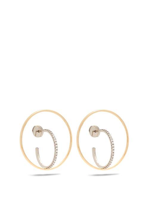 Matchesfashion.com Charlotte Chesnais Fine Jewellery - Saturn Medium Diamond & Gold Earrings - Womens - Gold