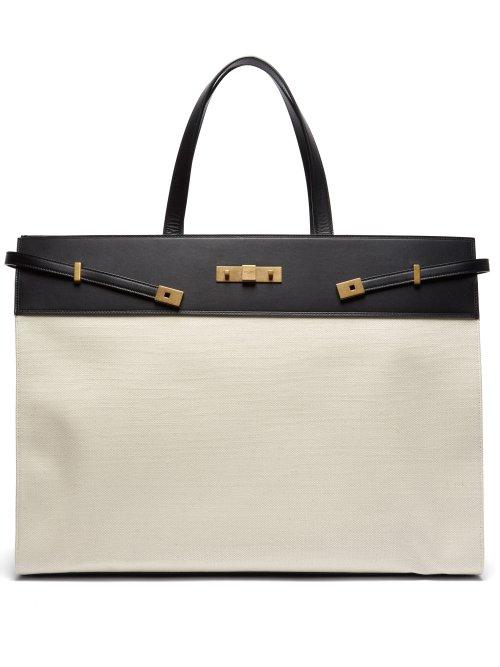Matchesfashion.com Saint Laurent - Manhattan Large Canvas Tote Bag - Womens - Black White