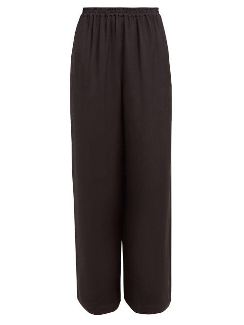 Matchesfashion.com Eskandar - Wide Leg Silk Crepe Trousers - Womens - Black