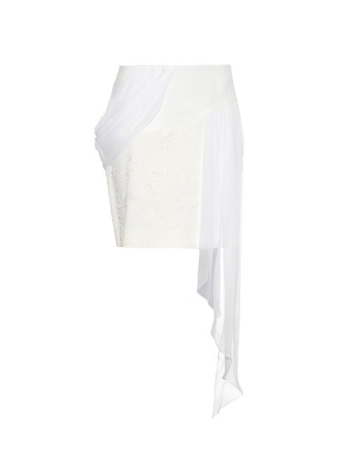 Prabal Gurung Draped Contrast-panel Stretch-cotton Denim Skirt