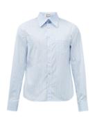 Gucci - Logo-embroidered Stripe Cotton-poplin Shirt - Mens - Blue Multi
