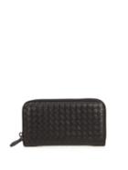 Matchesfashion.com Bottega Veneta - Intrecciato Leather Zip Around Wallet - Mens - Black