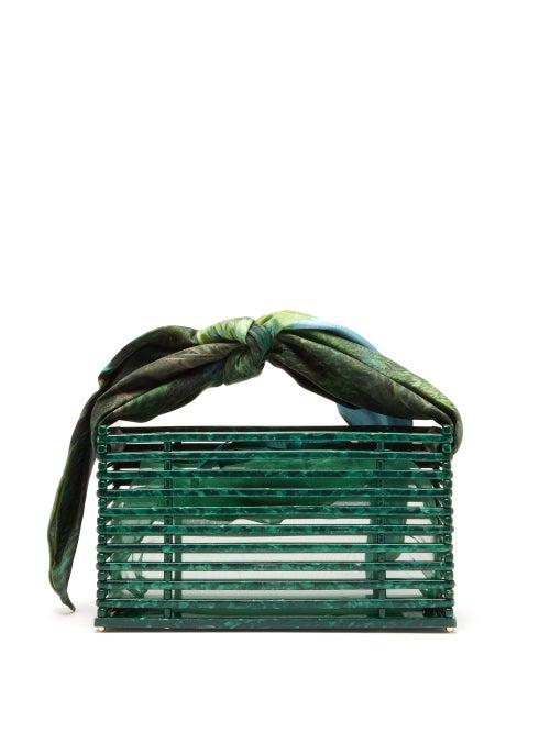 Matchesfashion.com Montunas - Guaria Scarf Handle Acetate Box Bag - Womens - Green Multi