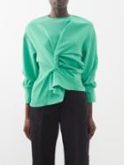 A.w.a.k.e. Mode - Gathered Asymmetric Crepe Blouse - Womens - Green