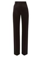 Matchesfashion.com Bella Freud - David Herringbone-satin Flared Tailored Trousers - Womens - Black
