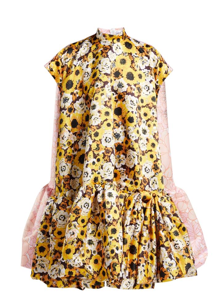 Richard Quinn Floral-print A-line Duchess Satin Dress
