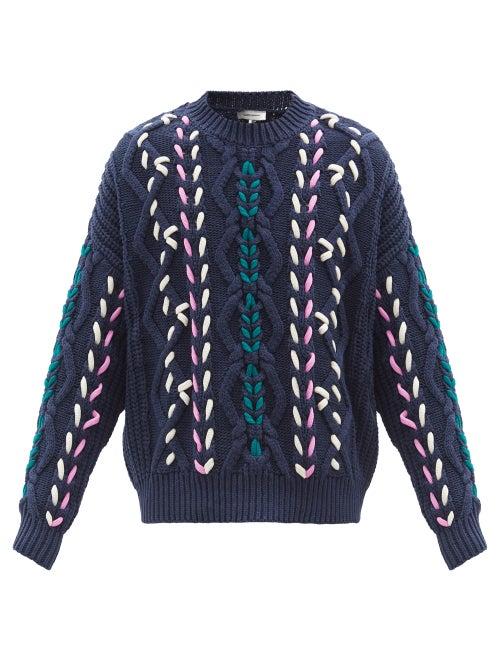 Isabel Marant - Zolan Cable-knit Sweater - Mens - Blue Multi