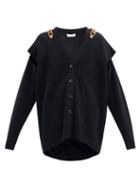 Matchesfashion.com Givenchy - Chain-embellished Wool-blend Cardigan - Womens - Black