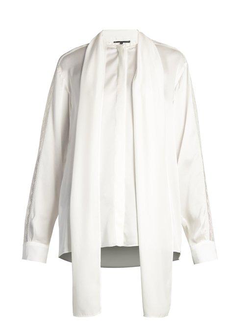 Matchesfashion.com Stella Mccartney - Neck Tie Silk Satin Blouse - Womens - Ivory
