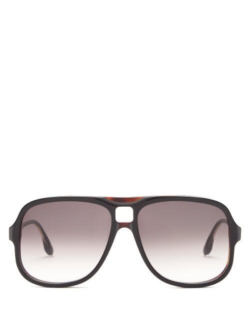 Matchesfashion.com Victoria Beckham - Navigator Flat-top Acetate Sunglasses - Womens - Black