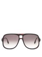 Matchesfashion.com Victoria Beckham - Navigator Flat-top Acetate Sunglasses - Womens - Black