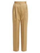 Matchesfashion.com The Row - Rina High Rise Wool Blend Trousers - Womens - Tan
