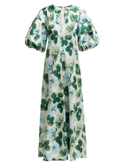 Matchesfashion.com Lee Mathews - Georgie Floral Print Cotton And Silk Blend Dress - Womens - Multi