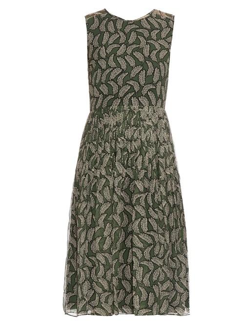 Burberry London Leaf-print Silk-crepon Dress