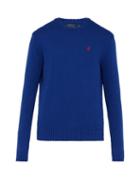 Matchesfashion.com Polo Ralph Lauren - Logo Embroidered Knit Cotton Sweater - Mens - Blue