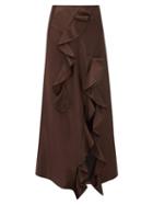 Matchesfashion.com Ellery - Salero Ruffled Satin Skirt - Womens - Dark Brown