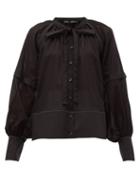 Matchesfashion.com Proenza Schouler - Tie Neck Cotton Voile Blouse - Womens - Black