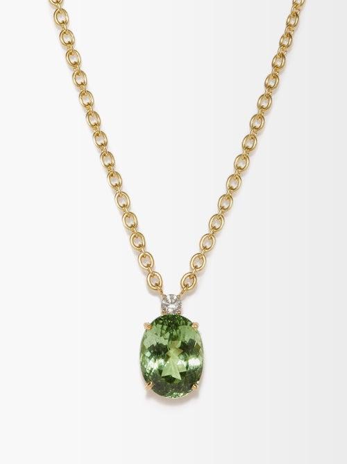 Irene Neuwirth - Gemmy Gem Diamond, Tourmaline & 18kt Gold Necklace - Womens - Green