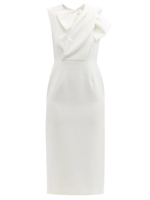 Ladies Rtw Roksanda - Flandre Draped-crepe Dress - Womens - Ivory Multi