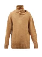 Y/project - Cutout Roll-neck Oversized Knit Sweater - Mens - Beige