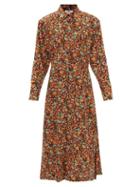 Victoria Beckham - Floral-print Silk Shirt Dress - Womens - Brown Multi