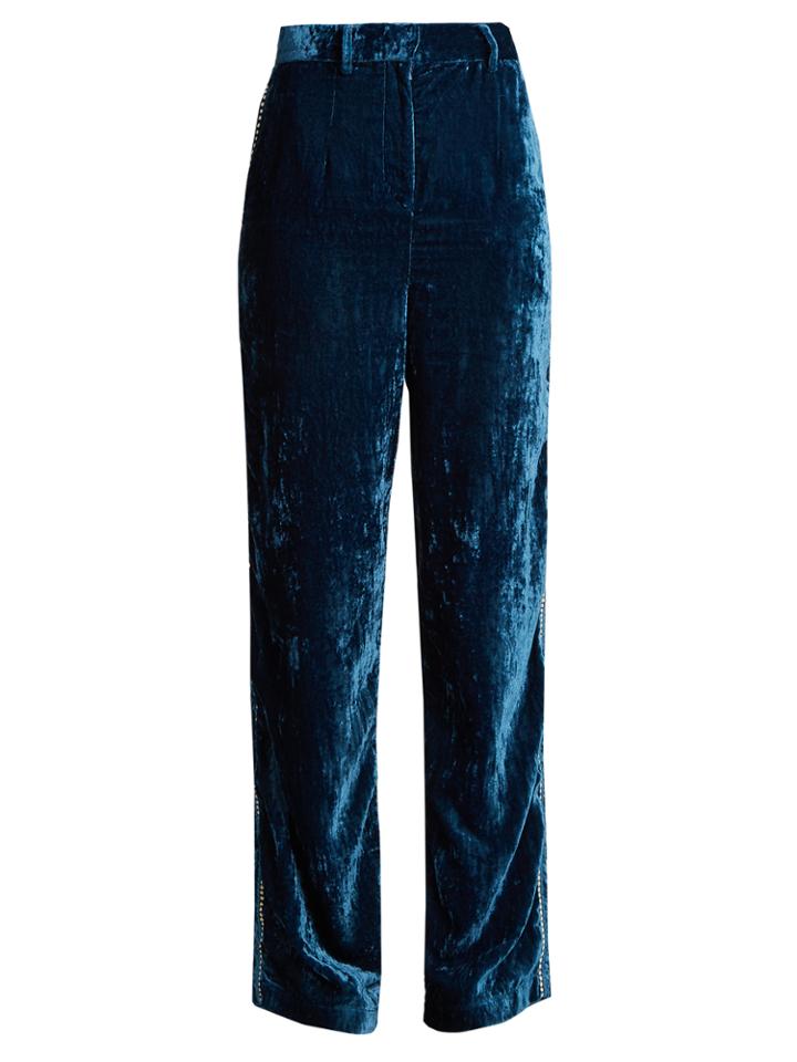 Jupe By Jackie Moritz Embroidered Silk-velvet Trousers